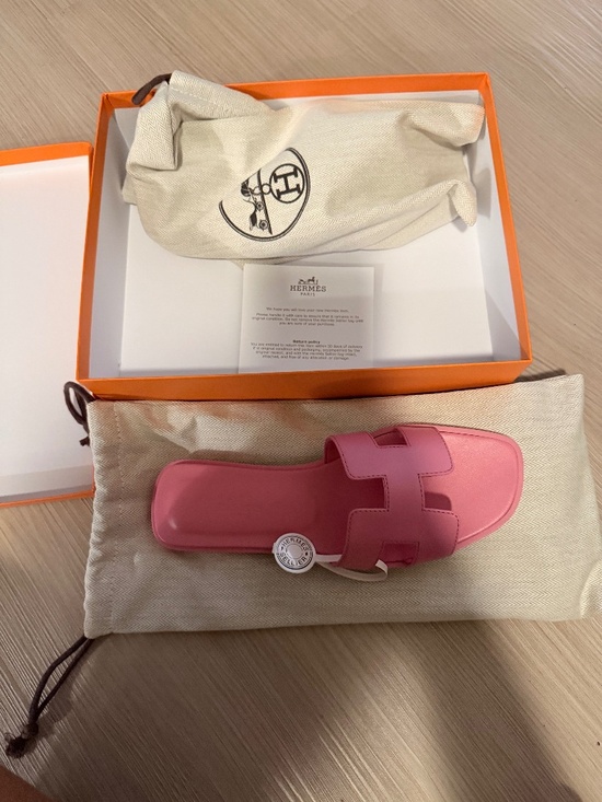 Hermes Shoes - Hermès Oran Sandals Pink Size 7.5 With Box